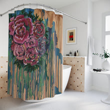 Load image into Gallery viewer, Floral Drip Shower Curtain — Pink Rose Bathroom Décor