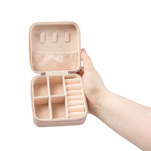Load image into Gallery viewer, Travel Jewelry Case — Compact Pink Jewelry Organizer with Ring Rolls & Compartments