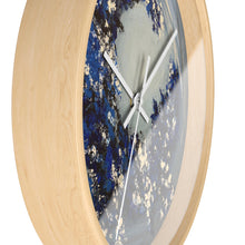 Load image into Gallery viewer, Blue Blossom 10" Wall Clock with Wood Frame — Floral Moonlight Decorative Clock