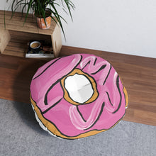 Load image into Gallery viewer, 30" x 30" Round Tufted Pink Frosted Floor Pillow
