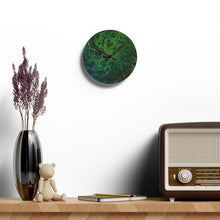 Load image into Gallery viewer, 8" or 10" Acrylic Wall Clock — Green Abstract Swirl Art Timepiece
