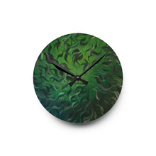 Load image into Gallery viewer, 8" or 10" Acrylic Wall Clock — Green Abstract Swirl Art Timepiece
