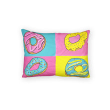 Load image into Gallery viewer, Donut Pop Art Cotton Pillow Sham — Colorful Retro Dessert Throw Pillowcase
