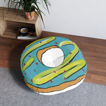Load image into Gallery viewer, 30" x 30" Avocado Colored Round Tufted Floor Pillow
