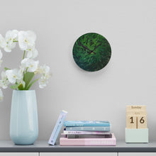 Load image into Gallery viewer, 8" or 10" Acrylic Wall Clock — Green Abstract Swirl Art Timepiece
