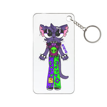 Load image into Gallery viewer, "Steveee" Cat Character - 1.18'' x 2.36'' Keychain Charm — Cute Purple Cat with Green Alien Pants
