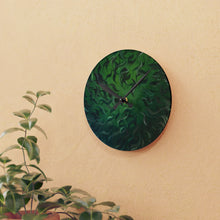 Load image into Gallery viewer, 8" or 10" Acrylic Wall Clock — Green Abstract Swirl Art Timepiece
