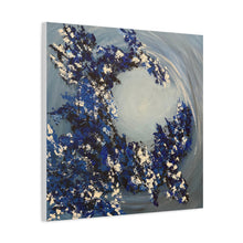 Load image into Gallery viewer, Blue Floral Moonlight Canvas Art 24" x 24" Print - Matte Stretched Wall Decor

